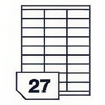Samoprzylepne etykiety papierowe do wszystkich rodzajów drukarek - 27 etykiet na arkuszu, wymiary etykiety - 70 x 30 mm