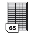 Self-adhesive polyester film labels for laser printers and copiers - 65 labels on a sheet