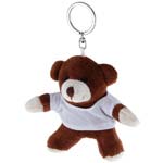 Key ring dark-brown plushy bear with t-shirt for overprint