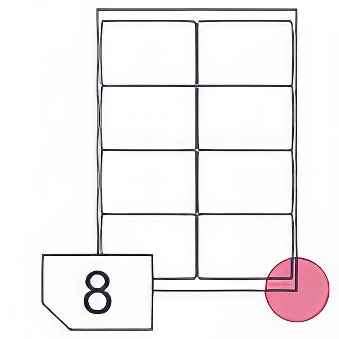 Self-adhesive paper labels for laser printers and photocopiers, rounded corners - 8 labels on a sheet
