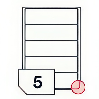 Self-adhesive paper labels for laser printers and photocopiers, rounded corners - 5 labels on a sheet
