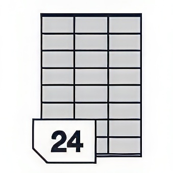 Self-adhesive Translucent Film Labels for Laser Printers and Copiers - 24 labels on a sheet