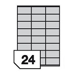 Self-adhesive, translucent polyester film labels for laser printers and copiers - 24 labels on a sheet