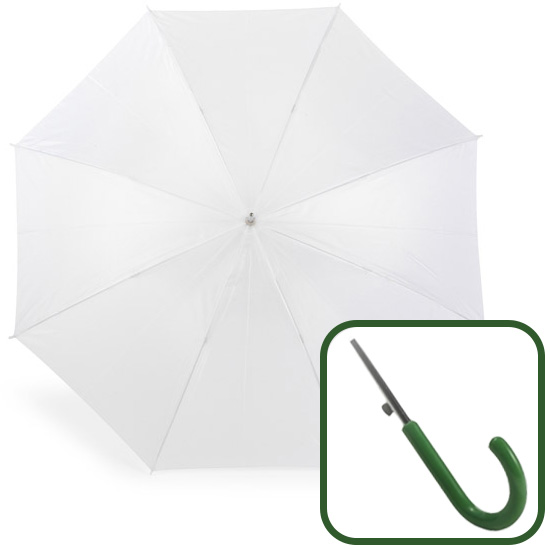 Automatic umbrella for printing with plastic handle white