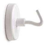 Power magnet with hook - white (diameter 25 mm) 5 pcs. (BG-0599)