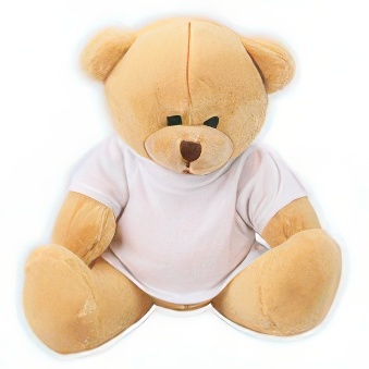Beige Teddy Bear with a white T-shirt suitable for printing with Flex and Flock Foils, 17 cm