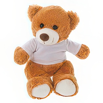 Brown Teddy Bear with a white T-shirt for DTF Printing 18,5 cm