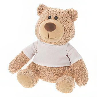 Pluszowy miś beżowy z białą koszulką do nadruku, 20 cm