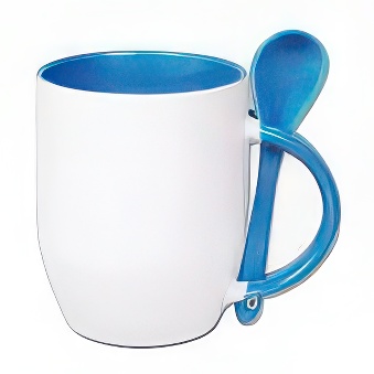 Mug for sublimation printout with spoon blue
