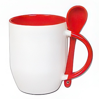 Mug for sublimation printout with spoon red