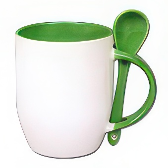 Mug for sublimation printout with spoon green