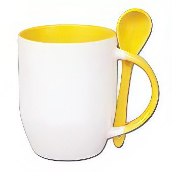 Mug for sublimation printout with spoon yellow 