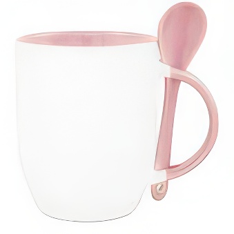 Mug for sublimation printout with spoon pink