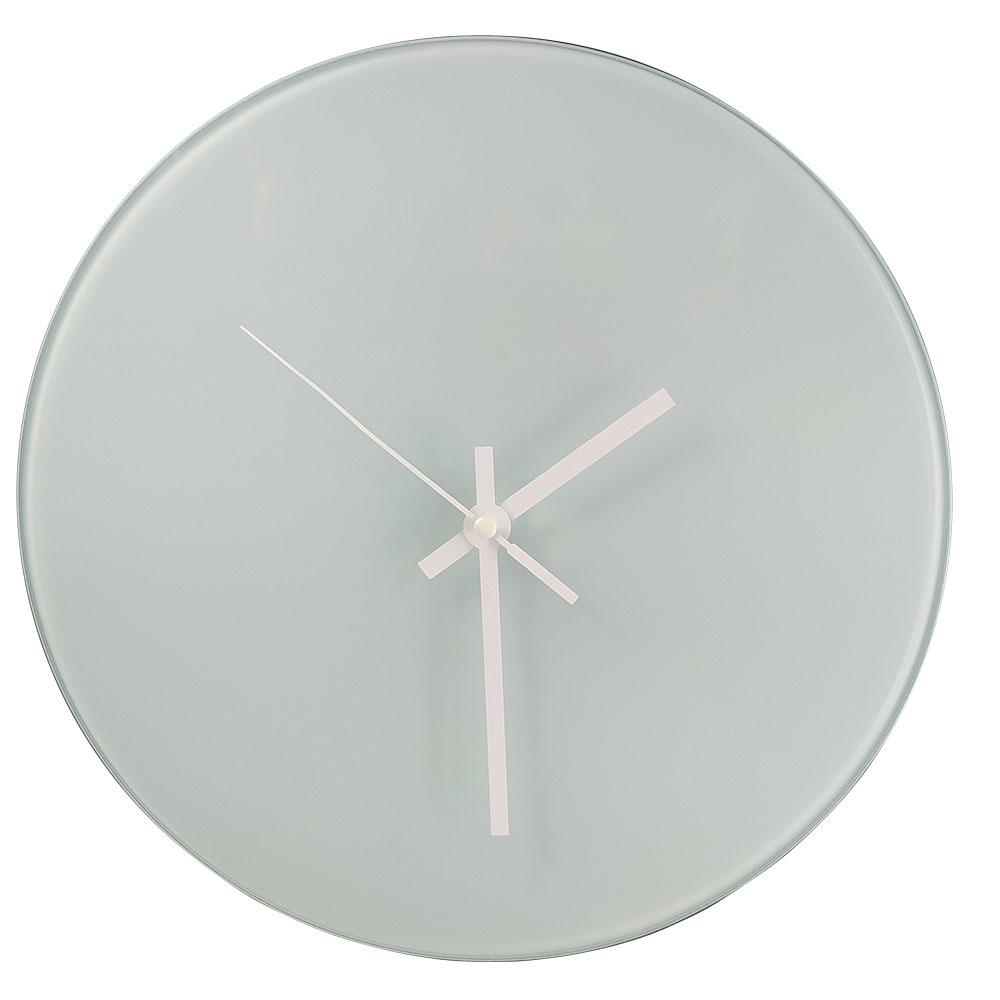 Glass clock for sublimation and engraving white 31 cm