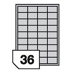 Self-adhesive glossy white labels for laser printers and copiers - 36 labels on a sheet