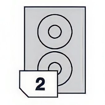 Self-adhesive paper labels CD/DVD for laser printers and photocopiers, round - 2 labels on a sheet