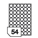 Self-adhesive glossy white labels for laser printers and copiers - 54 labels on a sheet