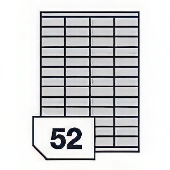 Self-adhesive Translucent Film Labels for Laser Printers and Copiers - 52 labels on a sheet