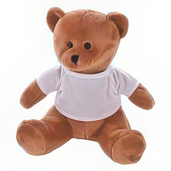 Brown Teddy Bear with a white T-shirt suitable for Thermal Transfer with an Inkjet Printer, 19 cm