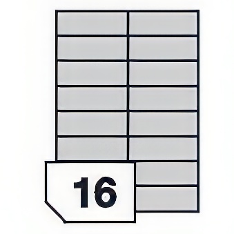White Self-adhesive Film Labels for Laser Printers and Copiers - 16 Labels on a Sheet