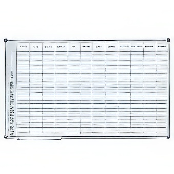 Tablica suchościeralna magnetyczna do planowania roku, lakierowana, 100 x 150 cm