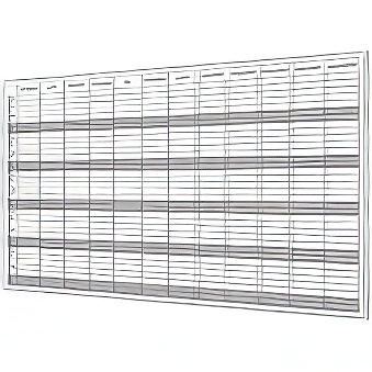 Tablica suchościeralna magnetyczna do planowania roku lakierowana, 120 x 200 cm