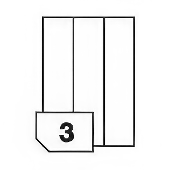 Self-adhesive paper labels for laser printers and photocopiers, streight corners - 3 labels on a sheet
