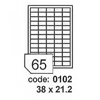 Self-adhesive paper labels for all types of printers- 65 labels on a sheet, 38 x 21,2 mm