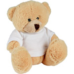 Beige teddy bear with a white T-shirt suitable for printing