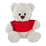 White teddy bear with a red T-shirt suitable for printing