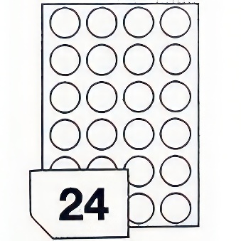 Glossy Self-Adhesive Round Photo Paper Labels for Inkjet Printers - 24 Labels on a Sheet