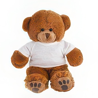 Brown Teddy Bear with a white T-shirt suitable for Thermal Transfer with an Laser Printer, 20 cm