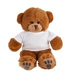 Light-brown teddy bear with a white T-shirt suitable for printing