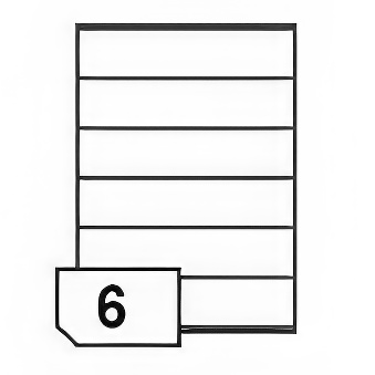 Self-adhesive paper labels for laser printers and photocopiers, streight corners - 6 labels on a sheet