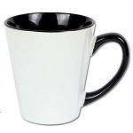 Latte mug for sublimation with colour handle and inside