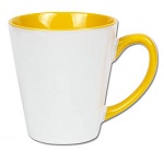 Latte mug for sublimation with colour handle and inside