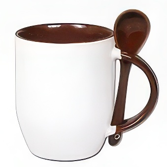 Mug for sublimation printout with spoon brown