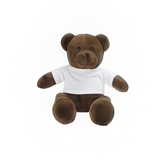 Dark-Brown Teddy Bear with T-shirt suitable for Thermal Transfer with an Inkjet Printer, 15 cm