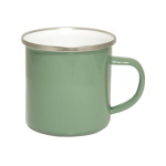Enamel steel mug for sublimation - khaki with a silver rim
