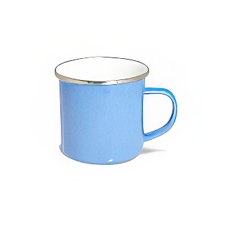 Enamel Steel Sublimation Mug - Silver Rim, light blue, 300 ml