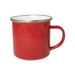 Enamel steel mug for sublimation - red with a silver rim