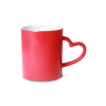 Semi-matte color changing sublimation mug with heart shape handle