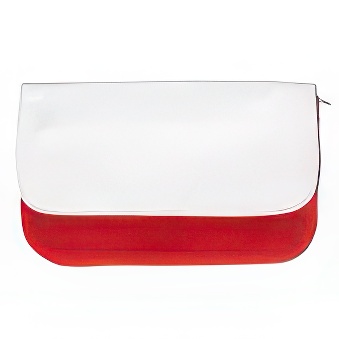 Makeup bag with white flapfor Flex and Flock printing red/white 14x21 cm