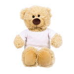 Beige teddy bear with T-shirt suitable for sublimation