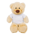 Beige teddy bear with T-shirt suitable for sublimation