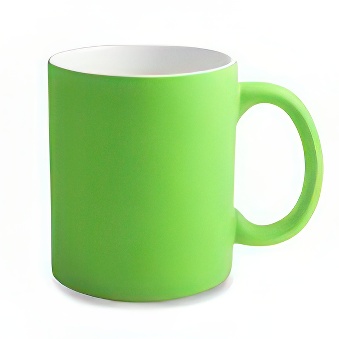 Rubber coated neon mug for engraving, green, 300 ml