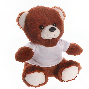 Dark-brown Teddy Bear with T-shirt suitable for Thermal Transfer with an Laser Printer, 17 cm