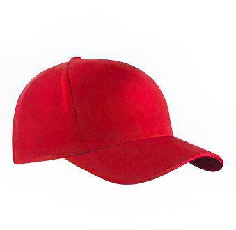 Peaked cap 5-panels with metal clip, red