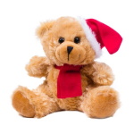 Teddy Bear in a Scarf and Santa Hat for Printing
