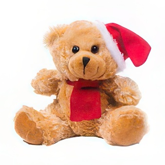Teddy Bear in a Scarf and Santa Hat for Thermal Transfer with an Laser Printer, 